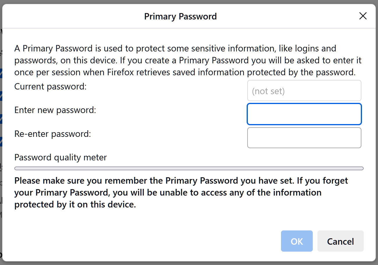 Setting a Primary Password in Firefox