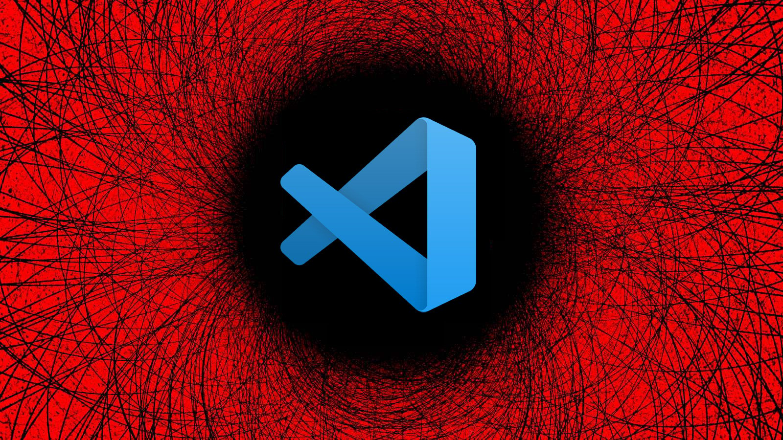 VSCode logo in a red vortex