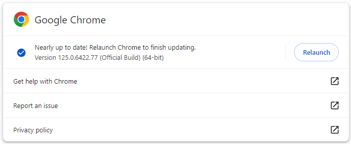 Chrome update